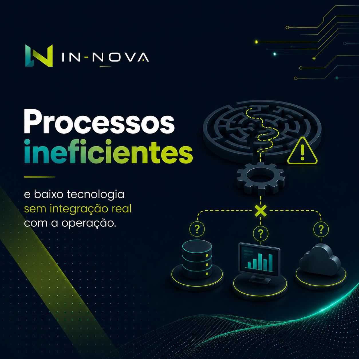 Processos ineficientes — baixa tecnologia sem integração real com a operação